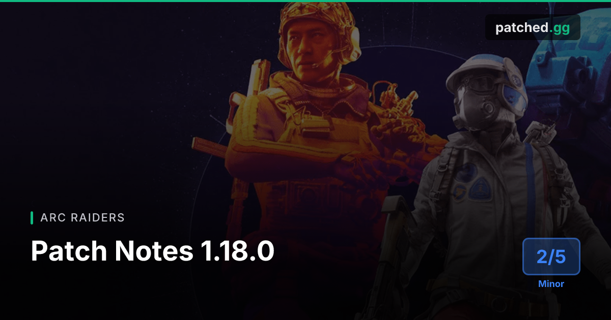 Arc Raiders Patch 1.18.0 — Loot Rebalance & Exploit Fixes | Patched