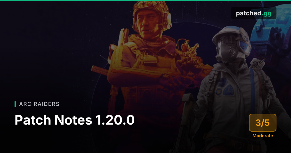 Arc Raiders Patch 1.20.0 — Massive Il Toro Nerf & Economy Changes | Patched