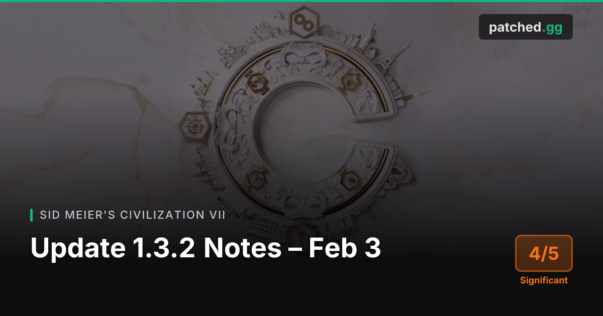 Civilization VII Update 1.3.2 — Gilgamesh & Coastal Raid Rework | Patched