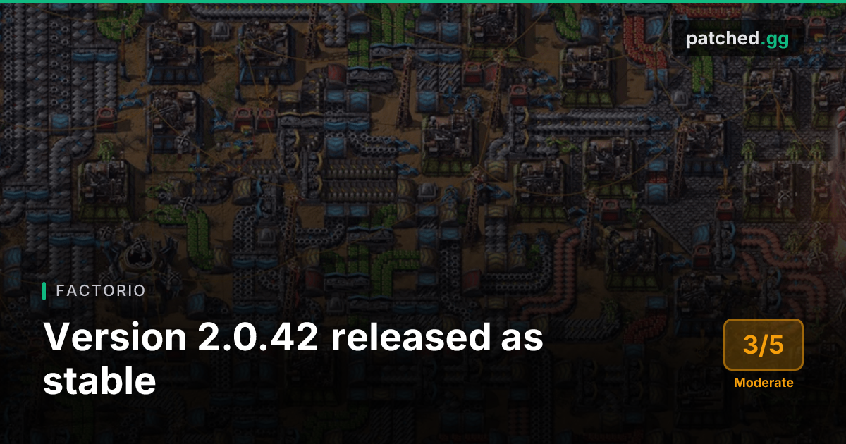 Factorio 2.0.42 Patch Notes — Space Age Fixes & Rocket Logic | Patched