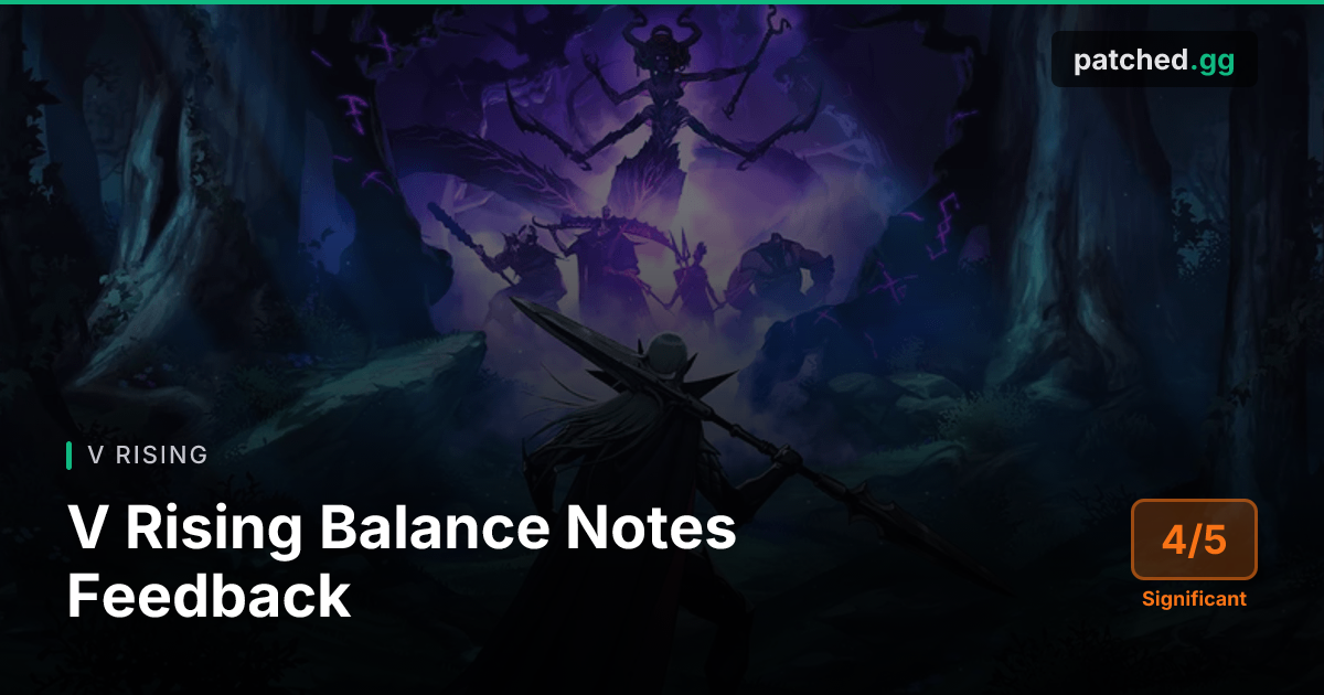 V Rising Balance Update — Spell Nerfs & Weapon Buffs | Patched
