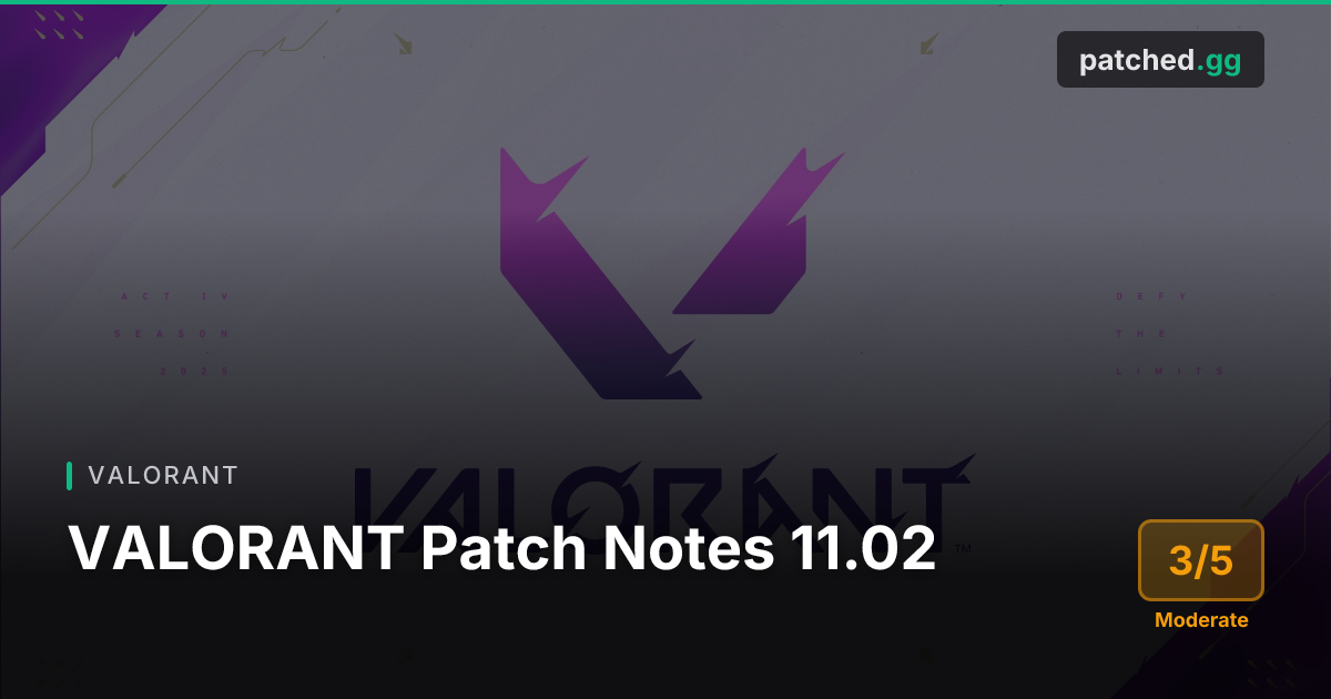 VALORANT Patch 11.02 — Unreal Engine 5 Upgrade & New Gun Buddy | Patched